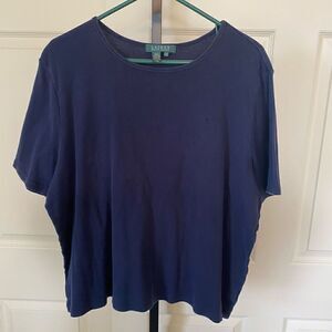 Lauren Ralph Lauren Women's Scoopneck Short Sleeve T-Shirt Blue  XXL